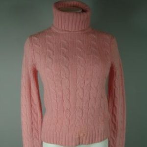 Cozy! J. CREW CableKnit Turtleneck pink Sweater S